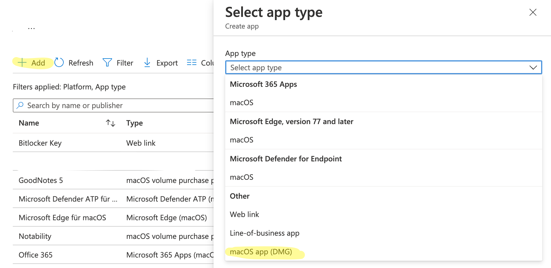 Image of Endpoint Manager App Selection /2022/create-osx-app-mem.png